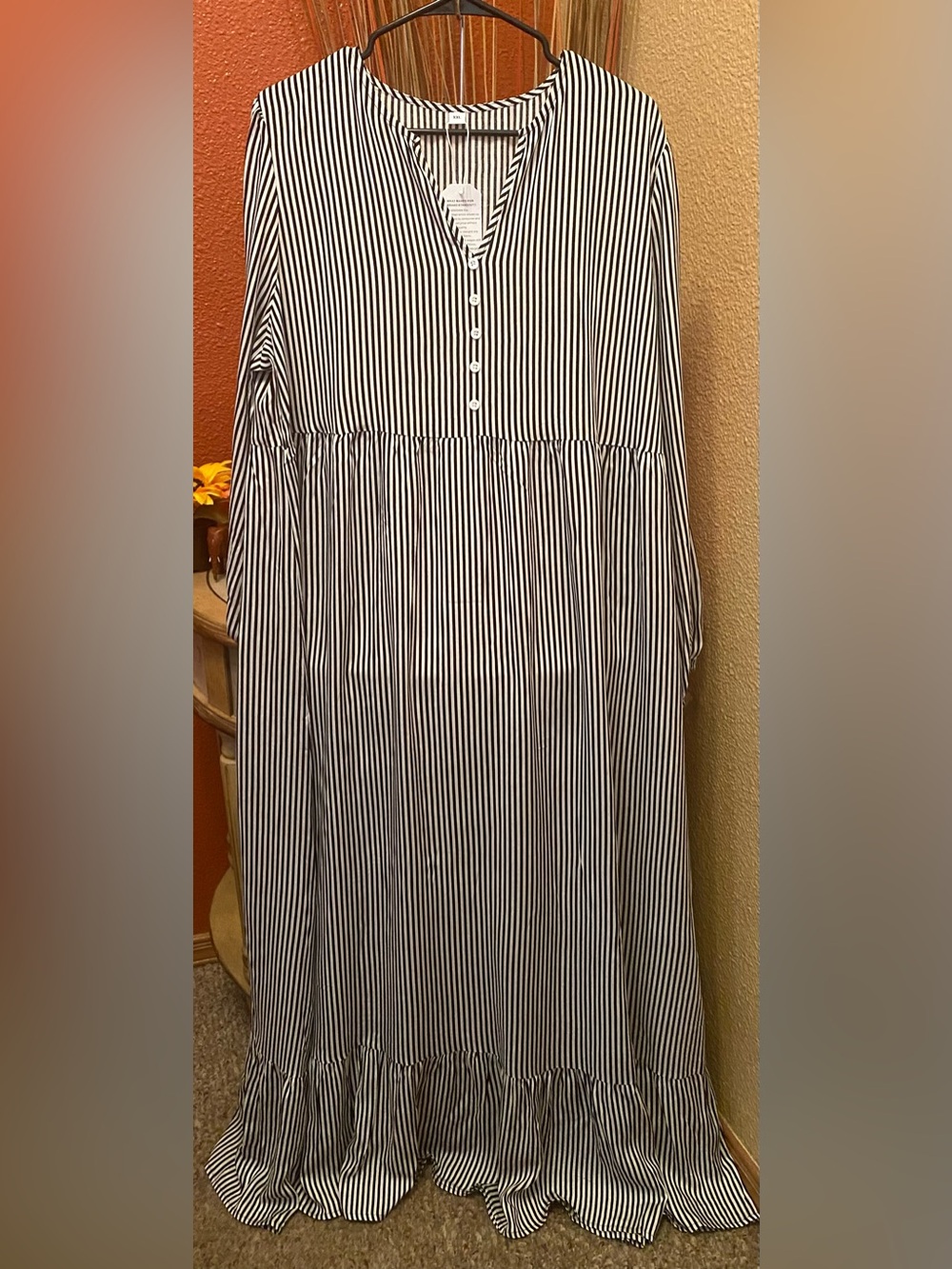 Fashion Says - New - Vertical Stripe Maxi Dress in Black & White